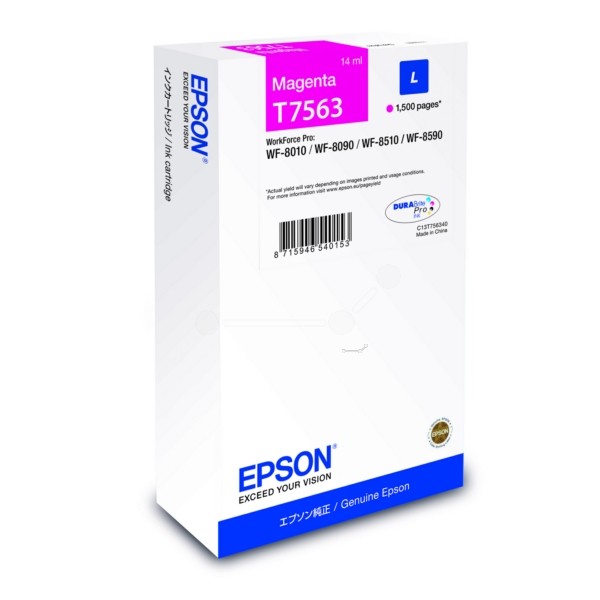 Original Epson C13T756340 / T7563 Tintenpatrone magenta 14 ml 1.500 Seiten