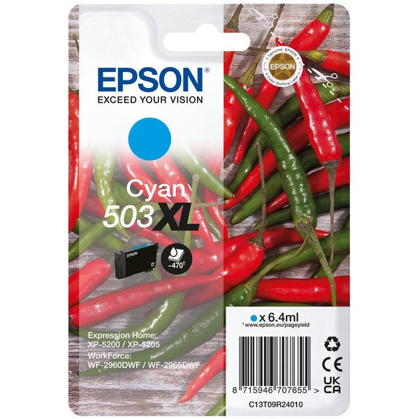 Original Epson C13T09R24010 / 503XL Tinte cyan High-Capacity 6,4 ml 470 Seiten