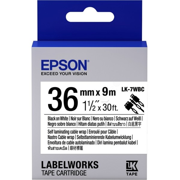 Original Epson C53S657902 / LK-7WBC DirectLabel-Etiketten schwarz auf weiss