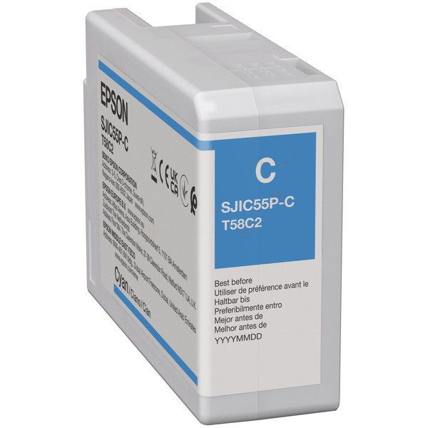 NEUOriginal Epson C13T58C240 / SJI-C-55-C Tinte cyan 80 ml