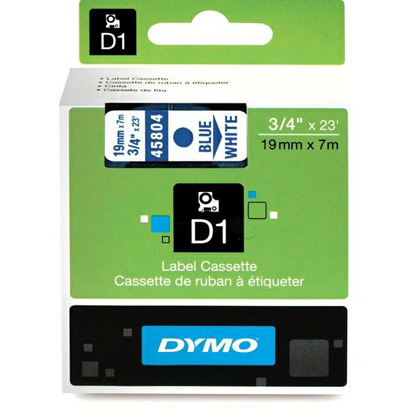 Original Dymo 45804 / S0720840 DirectLabel-Etiketten blau auf weiss 19mm x 7m