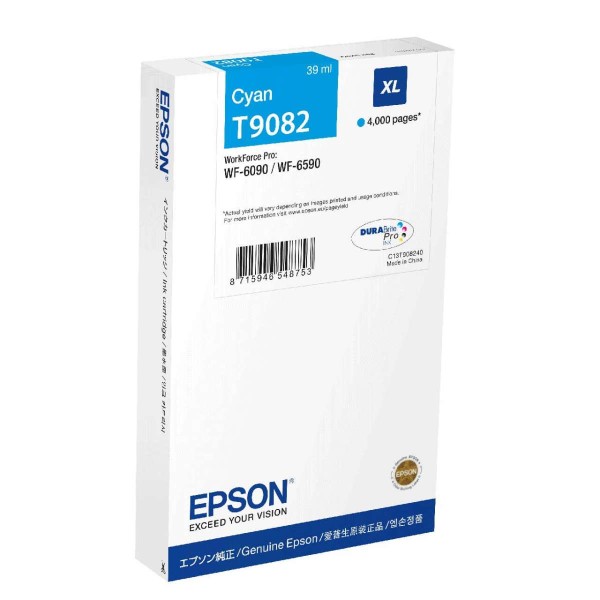 NEUOriginal Epson C13T90824N / T9082 Tinte cyanXL 39 ml 4.000 Seiten