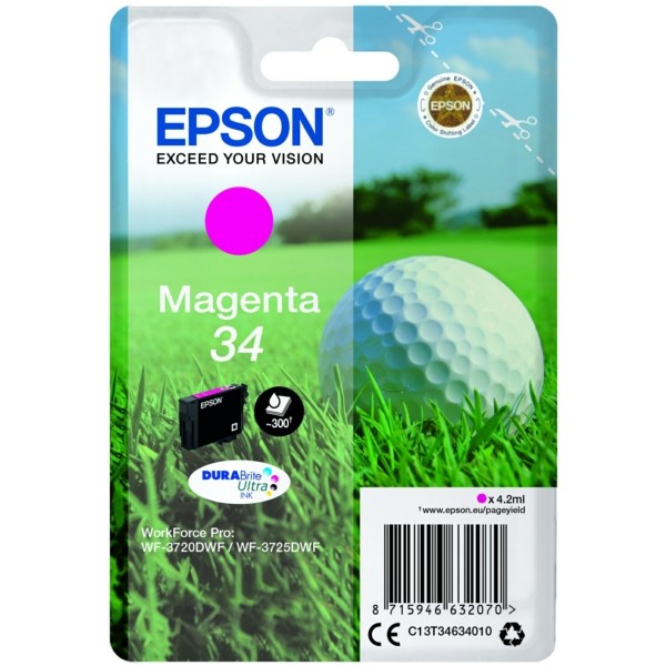 Original Epson C13T34634010 / 34 Tintenpatrone magenta 4,2 ml 300 Seiten