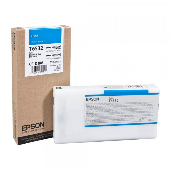 Original Epson C13T653200 / T6532 Tinte cyan 200 ml