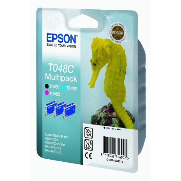 Original Epson C13T048C4010 / T048C Tintenpatrone cyan ,magenta ,schwarz 13 ml 430 Seiten 3x13ml