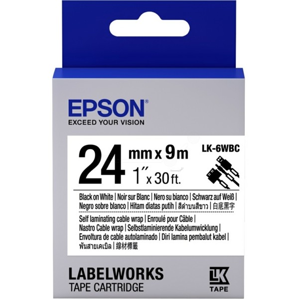 Original Epson C53S656901 / LK-6WBC DirectLabel-Etiketten schwarz auf weiss