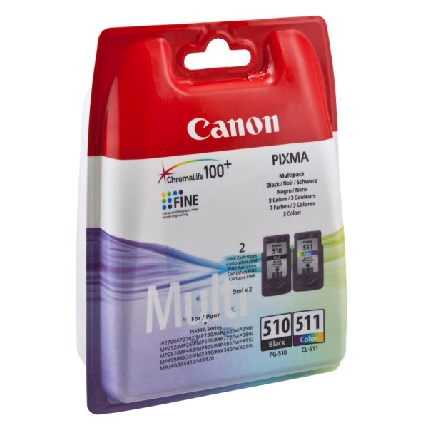 NEUOriginal Canon 2970B017 / PG-510 CL 511 Tinte Multipack black + color PVP 9 ml 220 Seiten