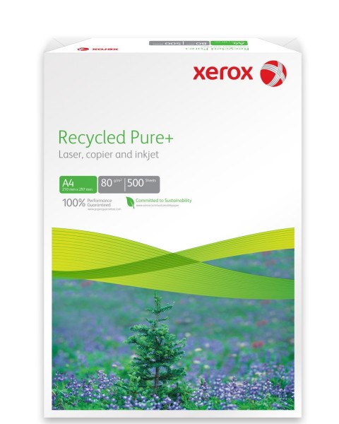 Xerox®-Papier für Drucker und Kopierer. Mit Xerox® Recycled Pure+ wird das Sortiment im Bereich Recycling Papiere aus 100% Altpapier komplettiert. Dieses Premium Recycling Papier bietet einfach alles, was von einem erstklassigen, repräsentativen Büropapie