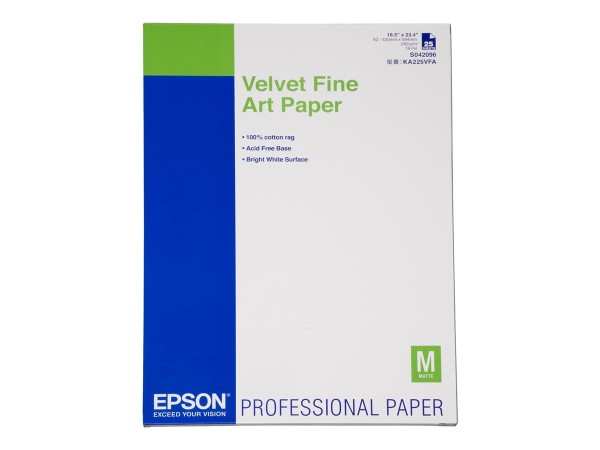 EPSON S042096 Velvet fine art Papier Großformat 260g/m2 A2 25 Blatt