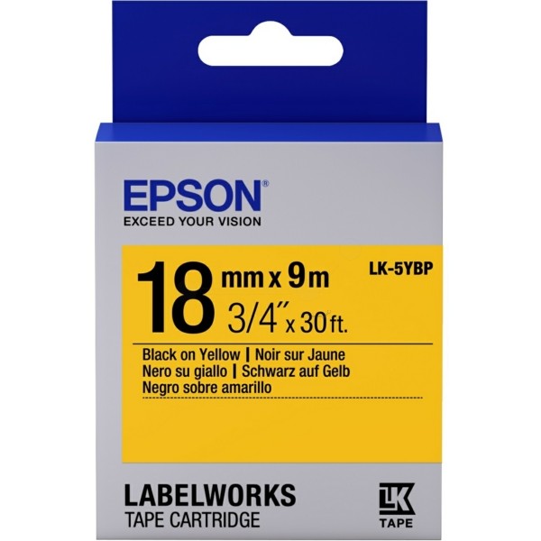 Original Epson C53S655003 / LK-5YBP DirectLabel-Etiketten schwarz auf gelb