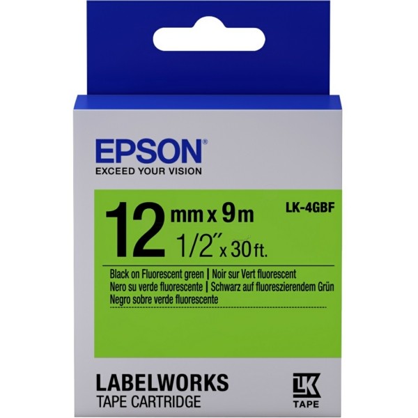 Original Epson C53S654018 / LK-4GBF DirectLabel-Etiketten schwarz auf grün