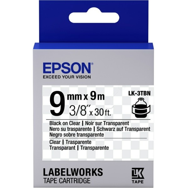 Original Epson C53S653004 / LK-3TBN Farbband schwarz auf Transparent extra adhesive