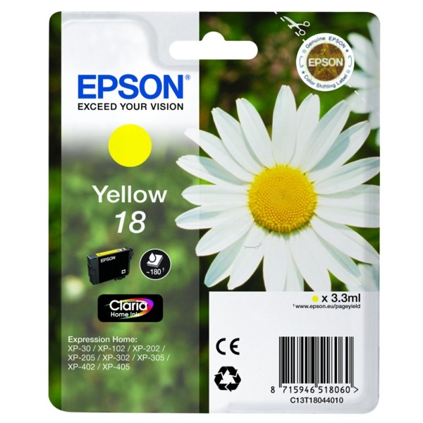 Original Epson C13T18044010 / 18 Tintenpatrone gelb 3 ml 180 Seiten