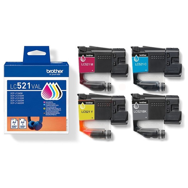 NEUOriginal Brother LC-521VAL Tinte MultiPack Bk,C,M,Y 500 Seiten