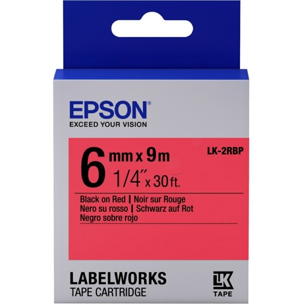 Original Epson C53S652001 / LK-2RBP DirectLabel-Etiketten schwarz auf rot