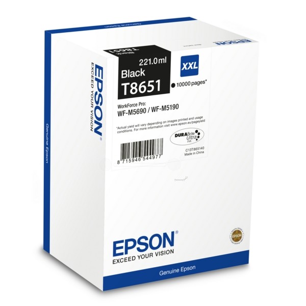 Original Epson C13T865140 / T8651 Tintenpatrone schwarz 221 ml 10.000 Seiten