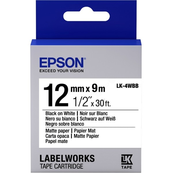 Original Epson C53S654023 / LK-4WBB DirectLabel-Etiketten schwarz auf weiss matt