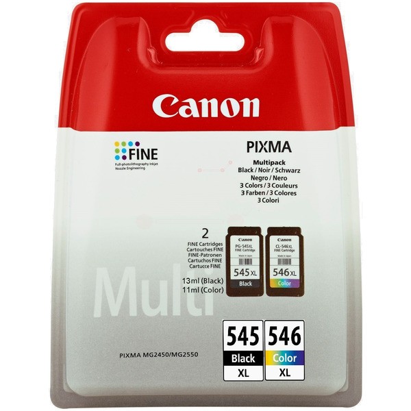 NEUOriginal Canon 8286B015 / PG-545XL CL-546XL Tinte Multipack black + color PVP 13ml + 11ml