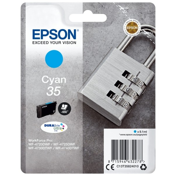 Original Epson C13T35824010 / 35 Tintenpatrone cyan 9,1 ml 650 Seiten