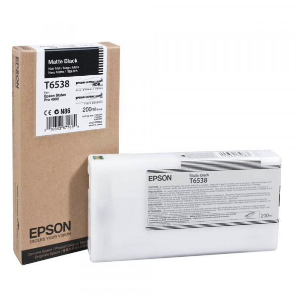 Original Epson C13T653800 / T6538 Tinte matt black 200 ml