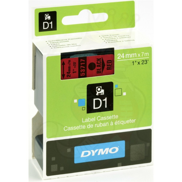 Original Dymo 53717 / S0720970 DirectLabel-Etiketten schwarz auf rot 24mm x 7m
