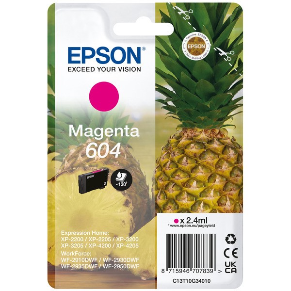 Original Epson C13T10G34020 / 604 Tinte magenta Blister 2,4 ml 130 Seiten