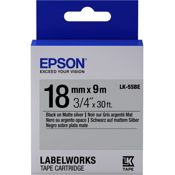 Original Epson C53S655013 / LK-5SBE DirectLabel-Etiketten schwarz auf silber