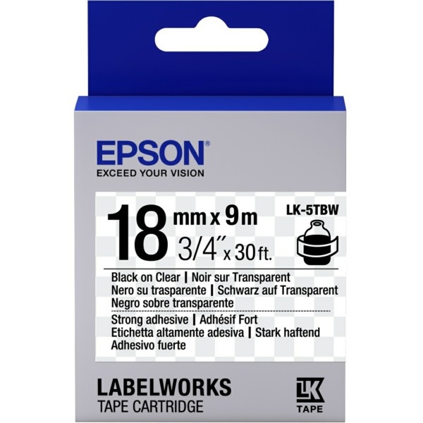 Original Epson C53S655011 / LK-5TBW Farbband schwarz auf Transparent extra adhesive