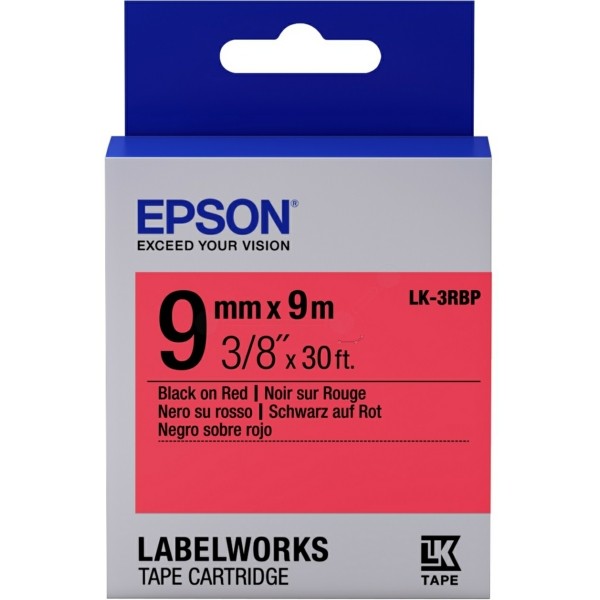 Original Epson C53S653001 / LK-3RBP DirectLabel-Etiketten schwarz auf rot