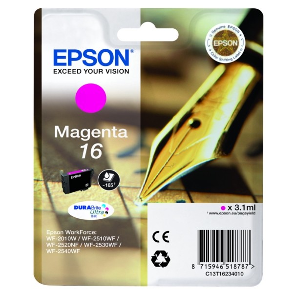 Original Epson C13T16234012 / 16 Tintenpatrone magenta 3,1 ml 165 Seiten