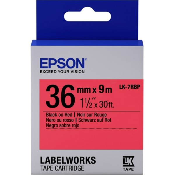 Original Epson C53S657004 / LK-7RBP DirectLabel-Etiketten schwarz auf rot