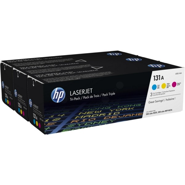 Original HP U0SL1AM / 131A Tonerkartusche Rainbow-Kit (c,m,y) 1.800 Seiten