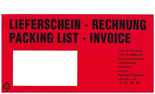 Begleitpapiertaschen / Lieferscheintaschen rot/transparent DL - 250er Pack