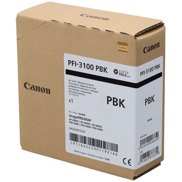NEUOriginal Canon 6422C001 / PFI-3100PBK Tinte black photo 160 ml