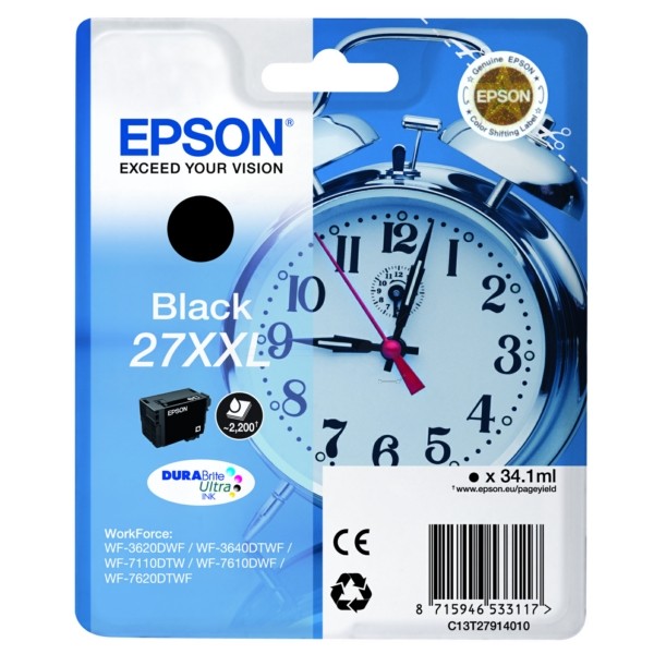 Original Epson C13T27914010 / 27XXL Tintenpatrone schwarz 34,1 ml 2.200 Seiten