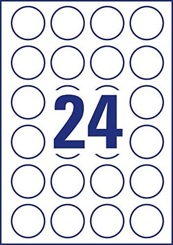 AVERY Zweckform Runde Etiketten L3415-10, 240 Aufkleber auf 10 Blatt, selbstklebend, Ø 40 mm, A4