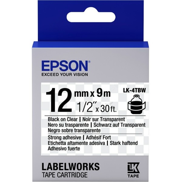 Original Epson C53S654015 / LK-4TBW Farbband schwarz auf Transparent extra adhesive