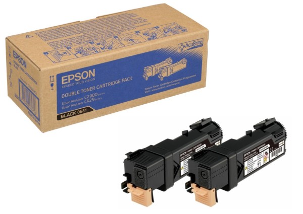 Original Epson C13S050631 / 0630 Toner black Doppelpack 3.000 Seiten