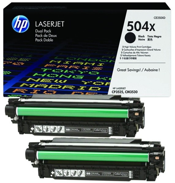 Original HP CE250XD / 504X Toner black High-Capacity Doppelpack 10.500 Seiten