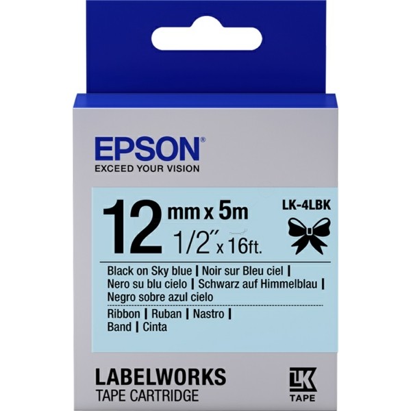 Original Epson C53S654032 / LK-4LBK DirectLabel-Etiketten schwarz auf blau hell