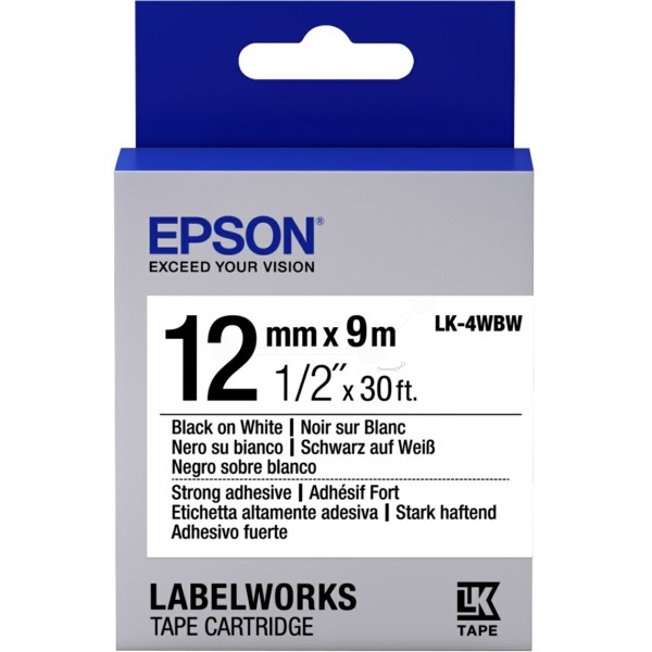 Original Epson C53S654016 / LK-4WBW Farbband schwarz auf weiss extra adhesive