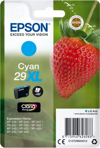 Original Epson C13T29924010 / 29XL Tinte cyan 6,4 ml 450 Seiten