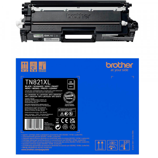 Original Brother TN-821XLBK Toner black 12.000 Seiten