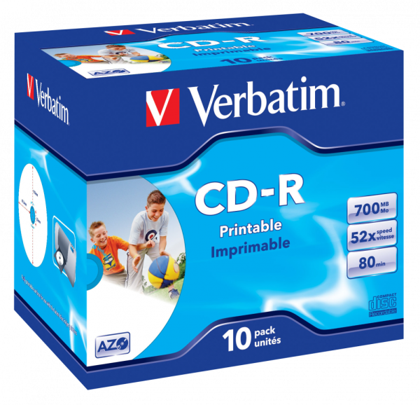 Original Verbatim CD-R, 80 Minuten, 700 MB printable Jewel Case (VE a 10 Stück)