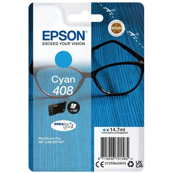 Original Epson C13T09J24010 / 408 Tinte cyan 14,7 ml 1.100 Seiten