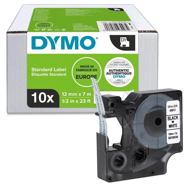 Original Dymo 2093097 DirectLabel-Etiketten schwarz auf weiss 12mm x 7m