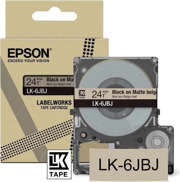 NEUOriginal Epson C53S672092 / LK-6JBJ DirectLabel-Etiketten schwarz auf beige