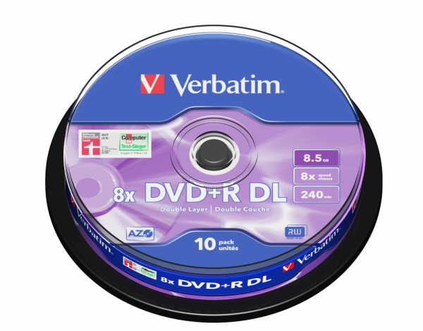 Original Verbatim DVD+R (double layer) 8,5 GB (10er-Spindel)