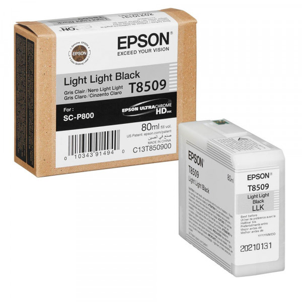 Original Epson C13T85090N / C13T850900 / T8509 Tinte light light black 80 ml