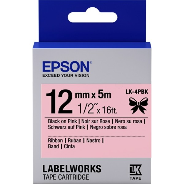 Original Epson C53S654031 / LK-4PBK DirectLabel-Etiketten schwarz auf rosa